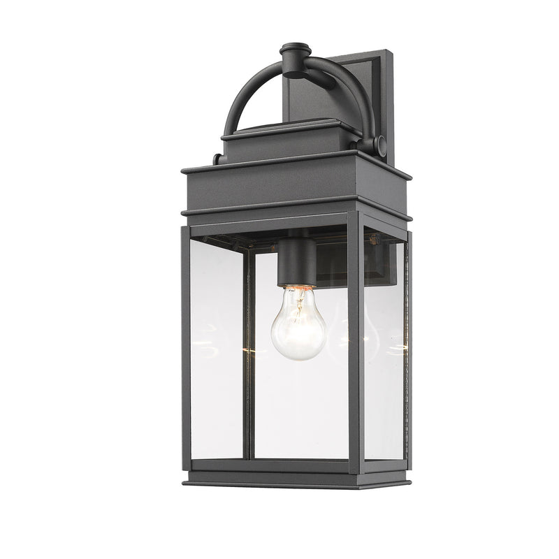 One Light Outdoor Wall Mount<br /><span style="color:#4AB0CE;">Entrega: 4-10 dias en USA</span><br /><span style="color:#4AB0CE;font-size:60%;">PREGUNTE POR ENTREGA EN PANAMA</span><br />Collection: Fulton<br />Finish: Black