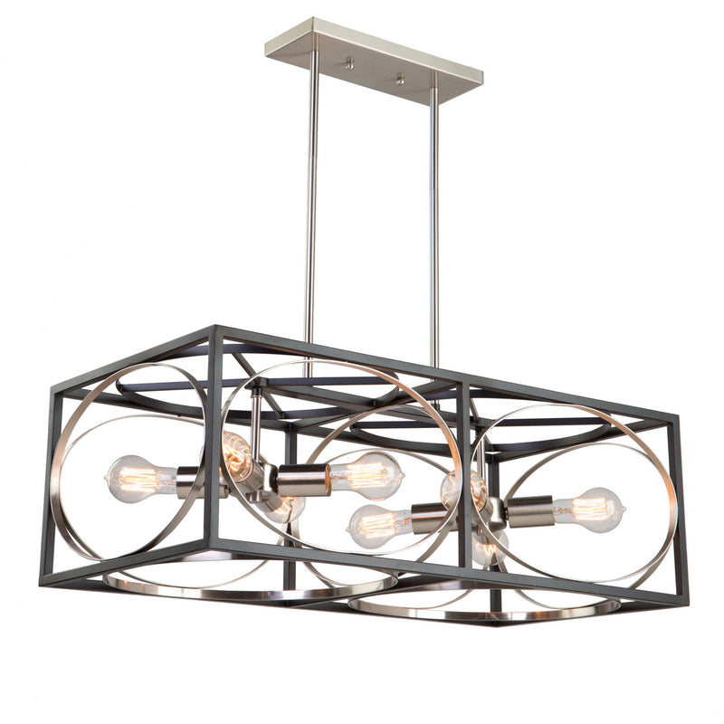 Artcraft Canada - CL15098 - Eight Light Island Pendant - Corona - Black & Polished Nickel