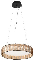 LÁMPARA DE TECHO COLGANTE  DECORATIVA LED, 30W, INTERRUPTOR PARA AJUSTE DE TONALIDAD DE LUZ CCT 30K, 40K,60K, 110-240V, 50-60HZ, GRADO DE PROTECCION IP20, ACABADO RATAN.