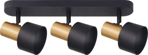 LÁMPARA DE PARED O TECHO DECORATIVA 3XGU10-40W(NO INCLUIDO),ACABADO BLACK GOLDEN/ALUMINIO METAL.