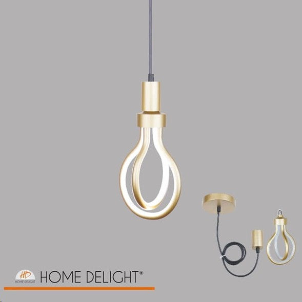 LÁMPARA DE  TECHO COLGANTE DECORATIVA LED 14W, INTERRUPTOR CCT PARA ELEGIR TONALIDAD DE LUZ: 30K - 40K -  60K, 110-240V, 50-60HZ, IP20, CRI80, ACABADO DORADO.