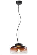 Lámpara De Techo Colgante Decorativa Led 10W 3000K 100-240V Acabado Negro + Vidrio Rojo.