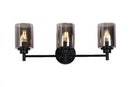 LÁMPARA DE PARED DECORATIVA 3XE27-40W (NO INCLUIDO), ACABADO BLACK/ METAL VIDRIO.