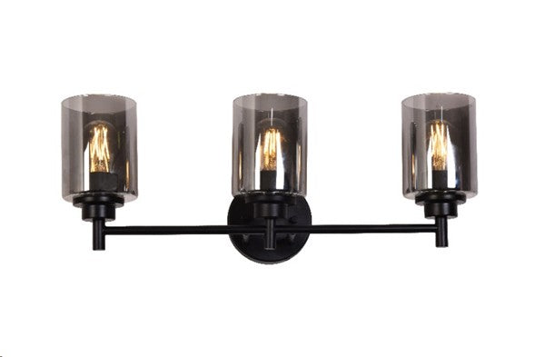 LÁMPARA DE PARED DECORATIVA 3XE27-40W (NO INCLUIDO), ACABADO BLACK/ METAL VIDRIO.