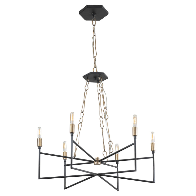 Six Light Chandelier<br /><span style="color:#4AB0CE;">Entrega: 4-10 dias en USA</span><br /><span style="color:#4AB0CE;font-size:60%;">PREGUNTE POR ENTREGA EN PANAMA</span><br />Collection: Bodie<br />Finish: Havana Gold/Carbon
