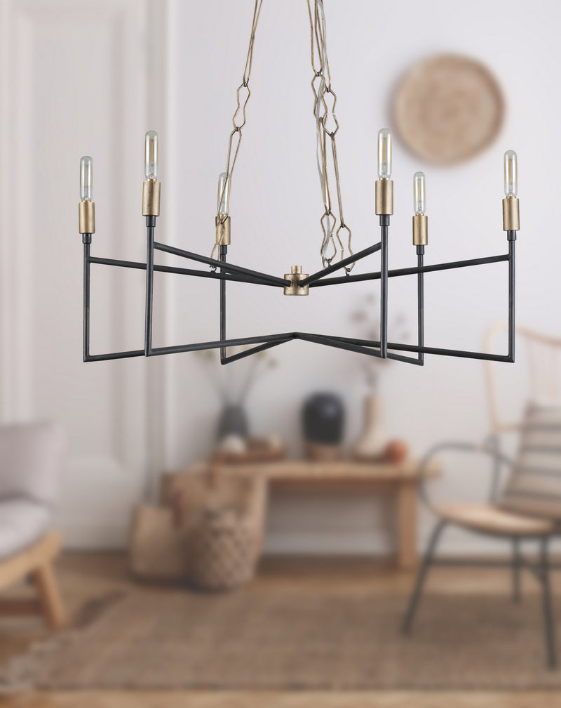 Varaluz - 314C06HGCB - Six Light Chandelier - Bodie - Havana Gold/Carbon