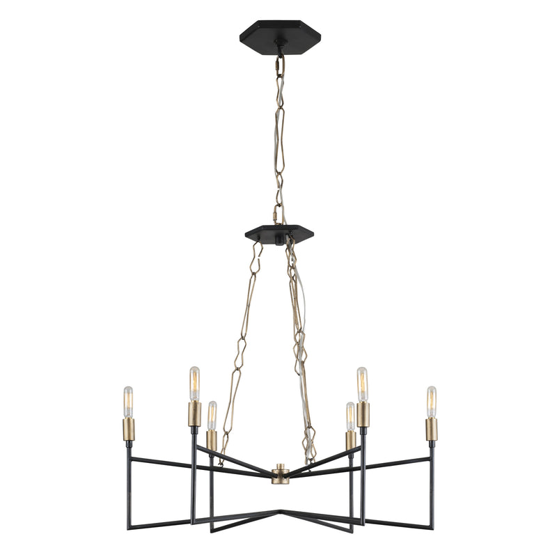 Six Light Chandelier<br /><span style="color:#4AB0CE;">Entrega: 4-10 dias en USA</span><br /><span style="color:#4AB0CE;font-size:60%;">PREGUNTE POR ENTREGA EN PANAMA</span><br />Collection: Bodie<br />Finish: Havana Gold/Carbon