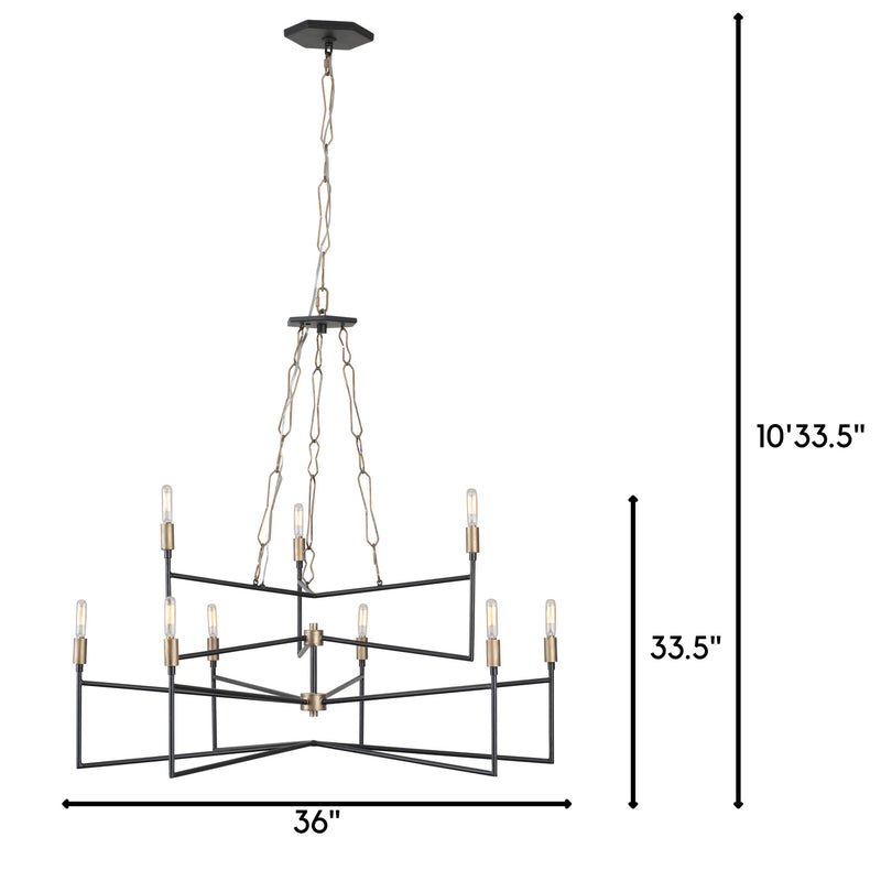 Nine Light Chandelier<br /><span style="color:#4AB0CE;">Entrega: 4-10 dias en USA</span><br /><span style="color:#4AB0CE;font-size:60%;">PREGUNTE POR ENTREGA EN PANAMA</span><br />Collection: Bodie<br />Finish: Havana Gold/Carbon