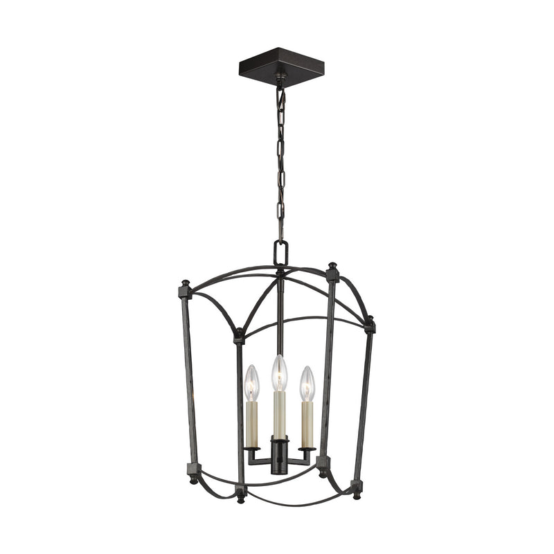 Three Light Lantern<br /><span style="color:#4AB0CE;">Entrega: 4-10 dias en USA</span><br /><span style="color:#4AB0CE;font-size:60%;">PREGUNTE POR ENTREGA EN PANAMA</span><br />Collection: Thayer<br />Finish: Smith Steel