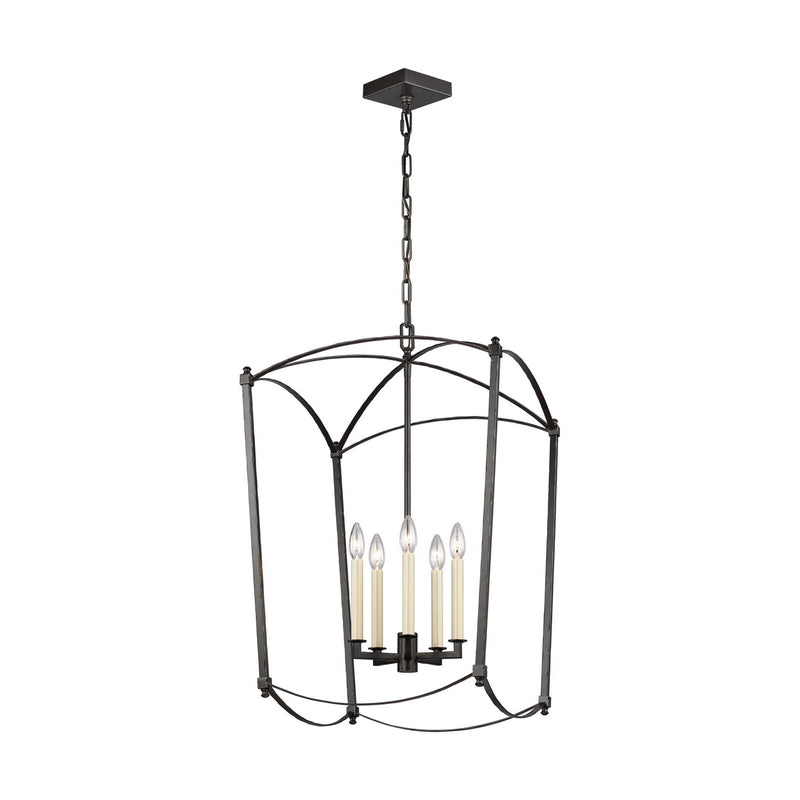 Five Light Lantern<br /><span style="color:#4AB0CE;">Entrega: 4-10 dias en USA</span><br /><span style="color:#4AB0CE;font-size:60%;">PREGUNTE POR ENTREGA EN PANAMA</span><br />Collection: Thayer<br />Finish: Smith Steel