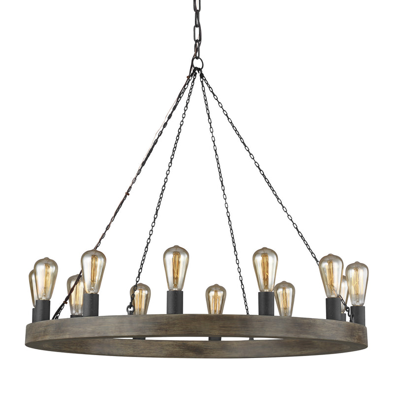 12 Light Chandelier<br /><span style="color:#4AB0CE;">Entrega: 4-10 dias en USA</span><br /><span style="color:#4AB0CE;font-size:60%;">PREGUNTE POR ENTREGA EN PANAMA</span><br />Collection: Avenir<br />Finish: Weathered Oak Wood / Antique Forged Iron