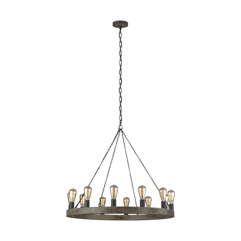 12 Light Chandelier<br /><span style="color:#4AB0CE;">Entrega: 4-10 dias en USA</span><br /><span style="color:#4AB0CE;font-size:60%;">PREGUNTE POR ENTREGA EN PANAMA</span><br />Collection: Avenir<br />Finish: Weathered Oak Wood / Antique Forged Iron