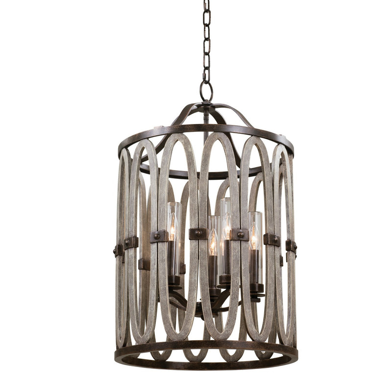 Kalco - 404451FG - Five Light Outdoor Foyer Pendant - Belmont - Florence Gold