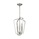 Three Light Hall / Foyer Pendant<br /><span style="color:#4AB0CE;">Entrega: 4-10 dias en USA</span><br /><span style="color:#4AB0CE;font-size:60%;">PREGUNTE POR ENTREGA EN PANAMA</span><br />Collection: Romee<br />Finish: Brushed Nickel