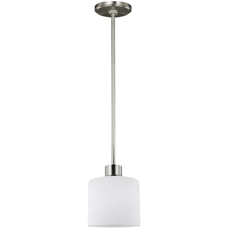 One Light Mini-Pendant<br /><span style="color:#4AB0CE;">Entrega: 4-10 dias en USA</span><br /><span style="color:#4AB0CE;font-size:60%;">PREGUNTE POR ENTREGA EN PANAMA</span><br />Collection: Canfield<br />Finish: Brushed Nickel