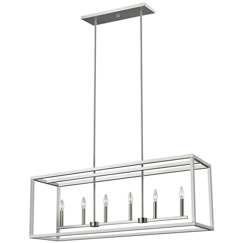 Generation Lighting - 6634506-962 - Six Light Island Pendant - Moffet Street - Brushed Nickel