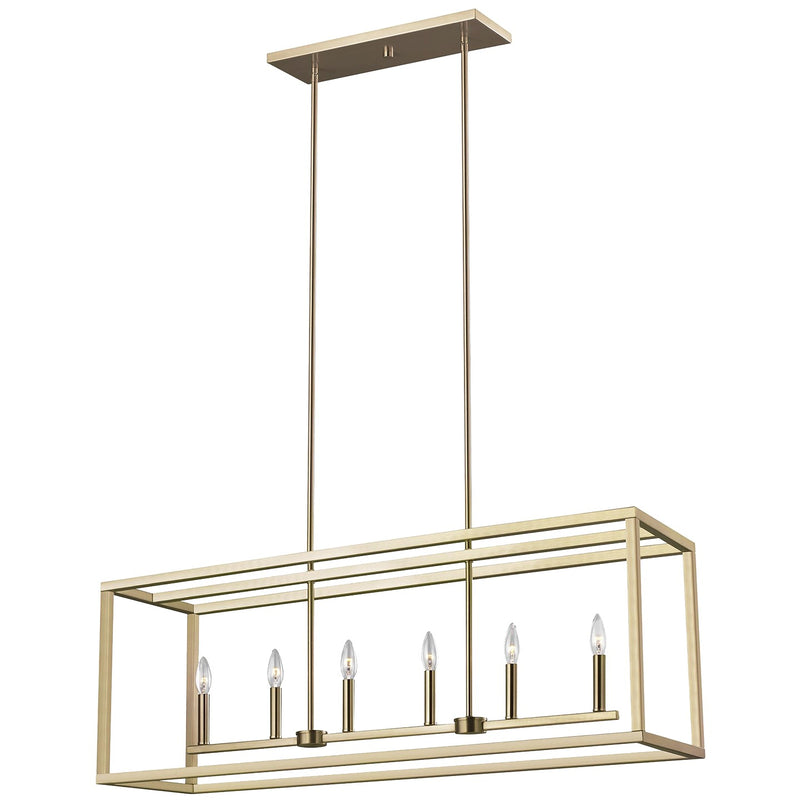 Generation Lighting - 6634506EN-848 - Six Light Island Pendant - Moffet Street - Satin Brass