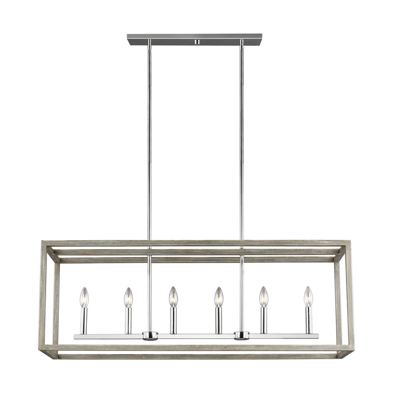 Generation Lighting - 6634506EN-872 - Six Light Island Pendant - Moffet Street - Washed Pine