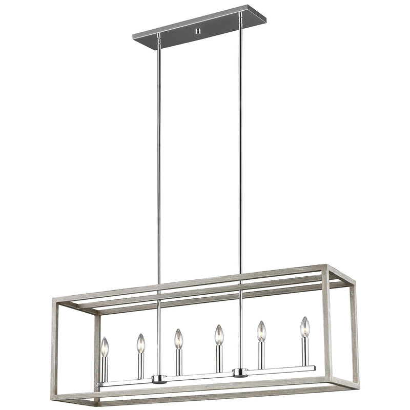 Six Light Island Pendant<br /><span style="color:#4AB0CE;">Entrega: 4-10 dias en USA</span><br /><span style="color:#4AB0CE;font-size:60%;">PREGUNTE POR ENTREGA EN PANAMA</span><br />Collection: Moffet Street<br />Finish: Washed Pine