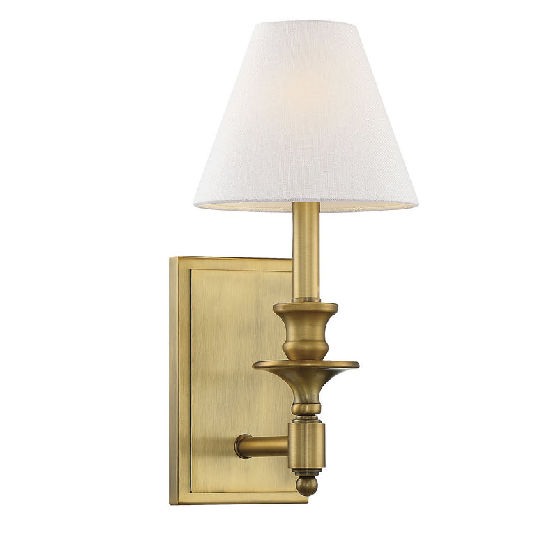 One Light Wall Sconce<br /><span style="color:#4AB0CE;">Entrega: 4-10 dias en USA</span><br /><span style="color:#4AB0CE;font-size:60%;">PREGUNTE POR ENTREGA EN PANAMA</span><br />Collection: Washburn<br />Finish: Warm Brass