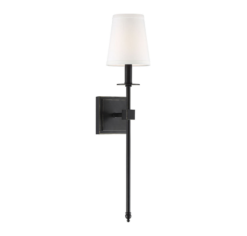 One Light Wall Sconce<br /><span style="color:#4AB0CE;">Entrega: 4-10 dias en USA</span><br /><span style="color:#4AB0CE;font-size:60%;">PREGUNTE POR ENTREGA EN PANAMA</span><br />Collection: Monroe<br />Finish: Classic Bronze