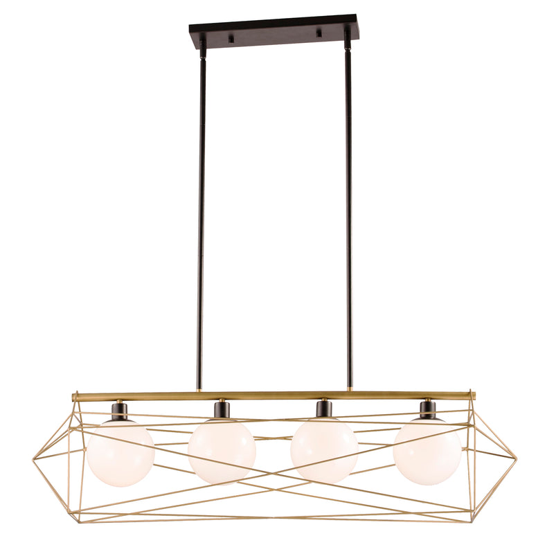 LÁMPARA COLGANTE MODERNA DECORATIVA 4XG9-40W (NO INCLUIDOS) 110-240V, ACABADO DORADO + NEGRO.