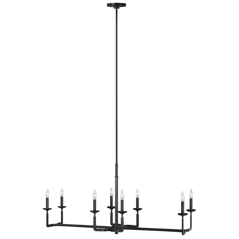 Eight Light Linear Chandelier<br /><span style="color:#4AB0CE;">Entrega: 4-10 dias en USA</span><br /><span style="color:#4AB0CE;font-size:60%;">PREGUNTE POR ENTREGA EN PANAMA</span><br />Collection: Ansley<br />Finish: Aged Iron