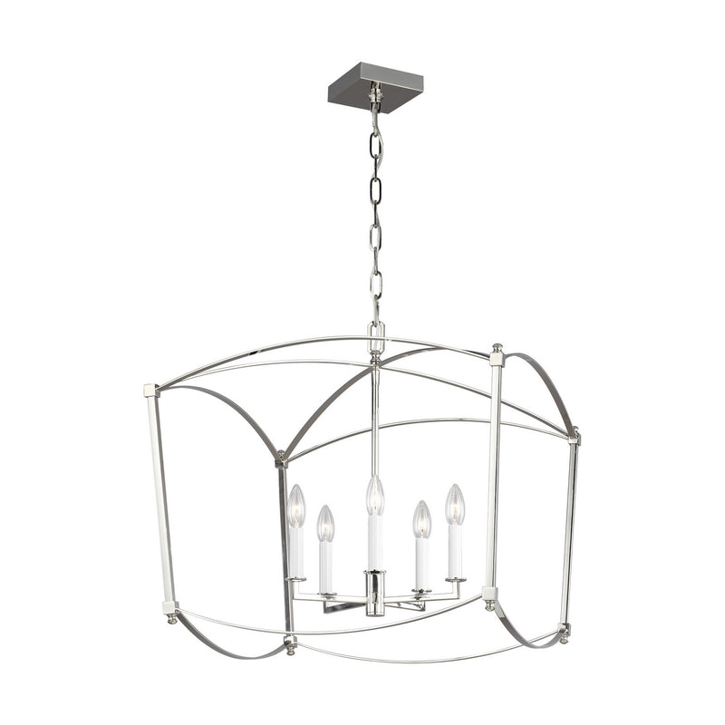 Five Light Lantern<br /><span style="color:#4AB0CE;">Entrega: 4-10 dias en USA</span><br /><span style="color:#4AB0CE;font-size:60%;">PREGUNTE POR ENTREGA EN PANAMA</span><br />Collection: Thayer<br />Finish: Polished Nickel