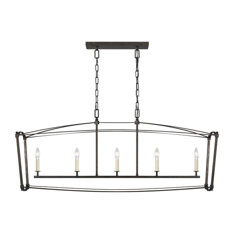 Visual Comfort Studio - F3326/5SMS - Five Light Linear Chandelier - Thayer - Smith Steel