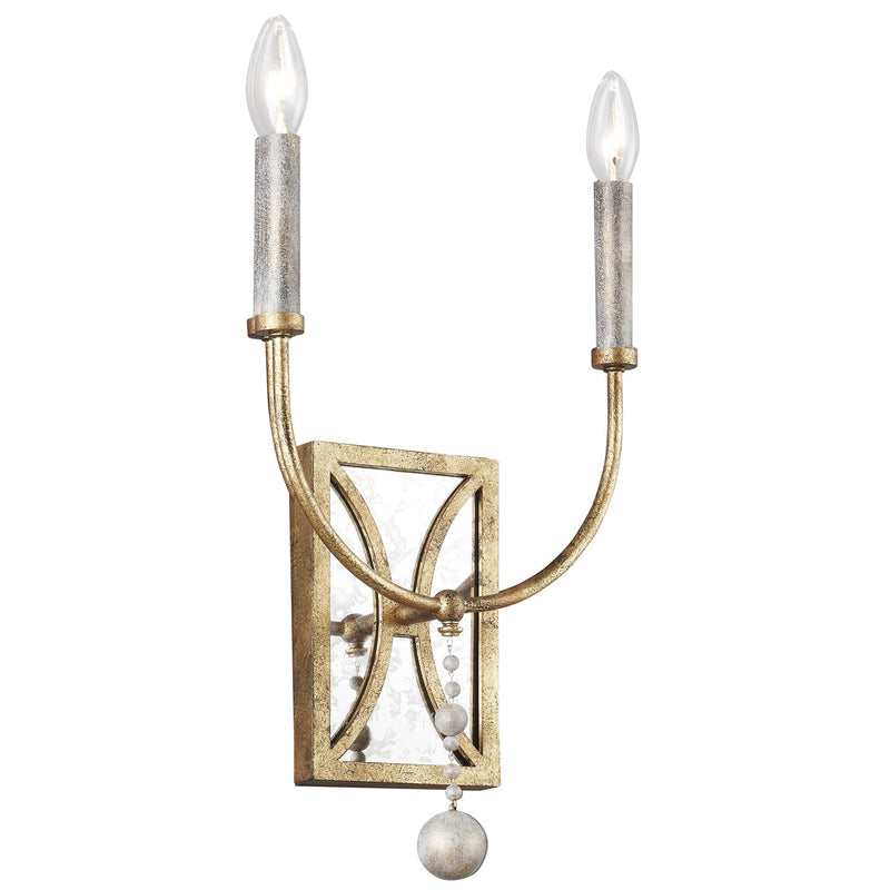 Two Light Wall Sconce<br /><span style="color:#4AB0CE;">Entrega: 4-10 dias en USA</span><br /><span style="color:#4AB0CE;font-size:60%;">PREGUNTE POR ENTREGA EN PANAMA</span><br />Collection: Marielle<br />Finish: Antique Gild