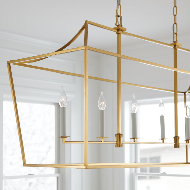 Six Light Linear Lantern<br /><span style="color:#4AB0CE;">Entrega: 4-10 dias en USA</span><br /><span style="color:#4AB0CE;font-size:60%;">PREGUNTE POR ENTREGA EN PANAMA</span><br />Collection: Southold<br />Finish: Burnished Brass