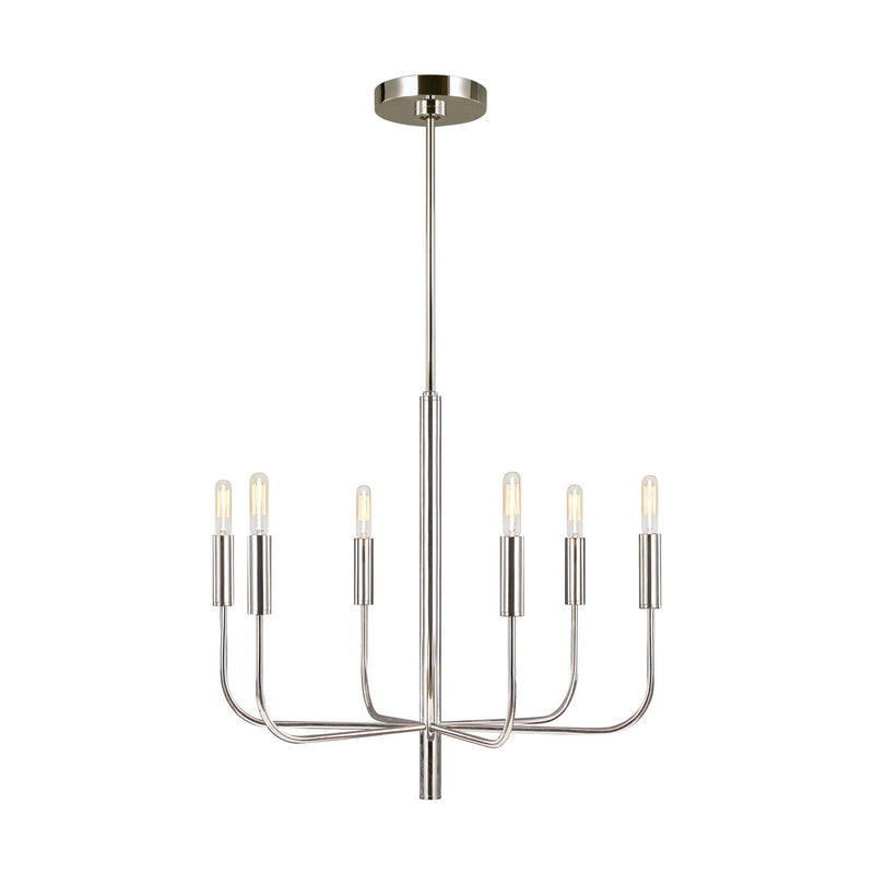 Six Light Chandelier<br /><span style="color:#4AB0CE;">Entrega: 4-10 dias en USA</span><br /><span style="color:#4AB0CE;font-size:60%;">PREGUNTE POR ENTREGA EN PANAMA</span><br />Collection: Brianna<br />Finish: Polished Nickel