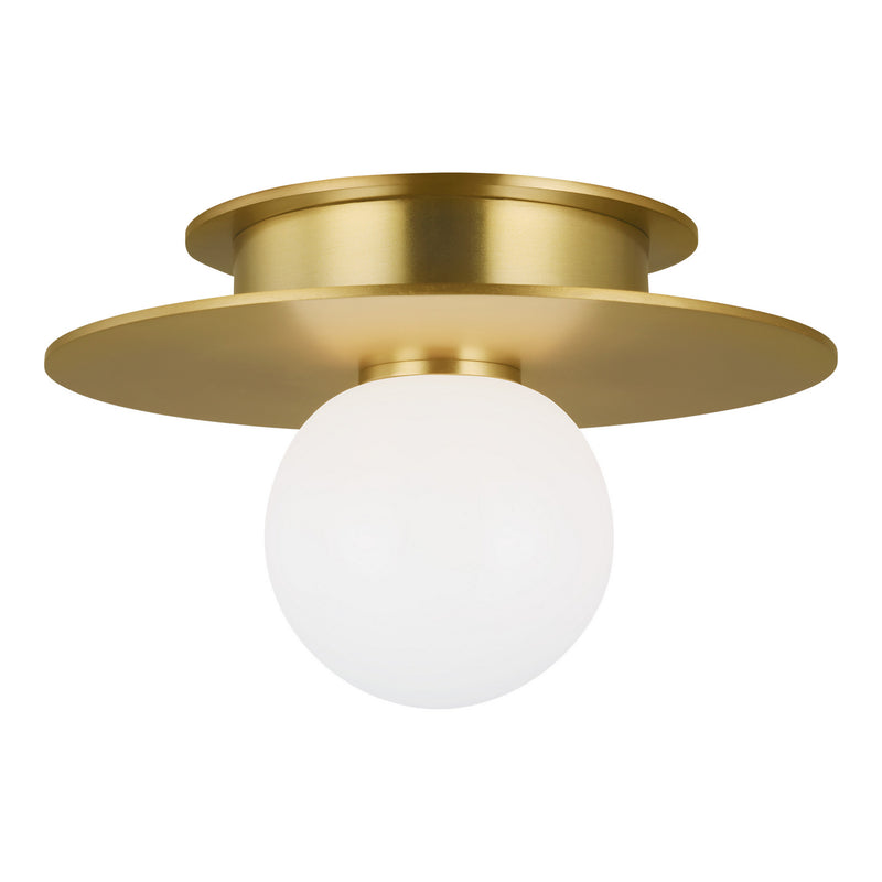 One Light Flush Mount<br /><span style="color:#4AB0CE;">Entrega: 4-10 dias en USA</span><br /><span style="color:#4AB0CE;font-size:60%;">PREGUNTE POR ENTREGA EN PANAMA</span><br />Collection: Nodes<br />Finish: Burnished Brass