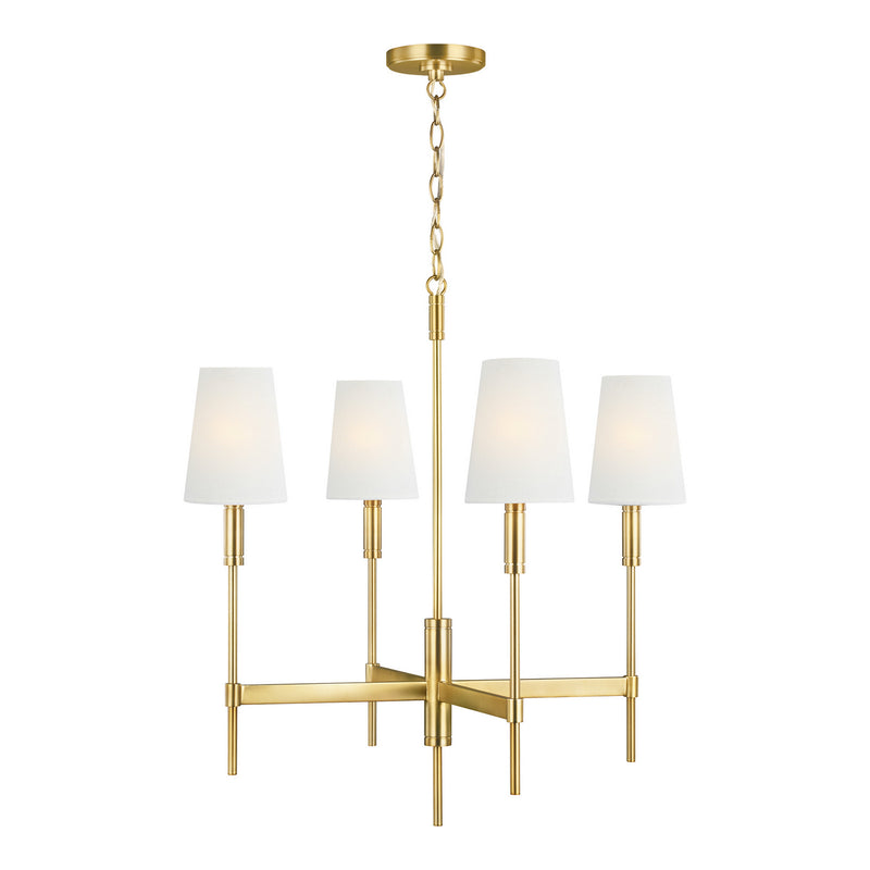 Four Light Chandelier<br /><span style="color:#4AB0CE;">Entrega: 4-10 dias en USA</span><br /><span style="color:#4AB0CE;font-size:60%;">PREGUNTE POR ENTREGA EN PANAMA</span><br />Collection: Beckham Classic<br />Finish: Burnished Brass