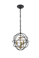 Elegant Lighting - LD5055D12BRB - Three Light Pendant - Wallace - Matte Black and Brass