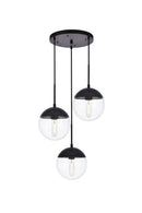 Elegant Lighting - LD6069BK - Three Light Pendant - Eclipse - Black