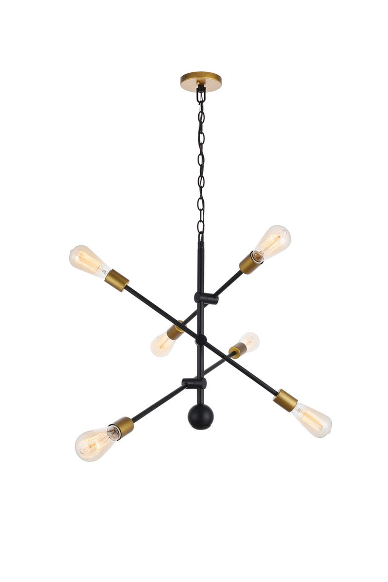 Elegant Lighting - LD8006D29BK - Six Light Pendant - Axel - black