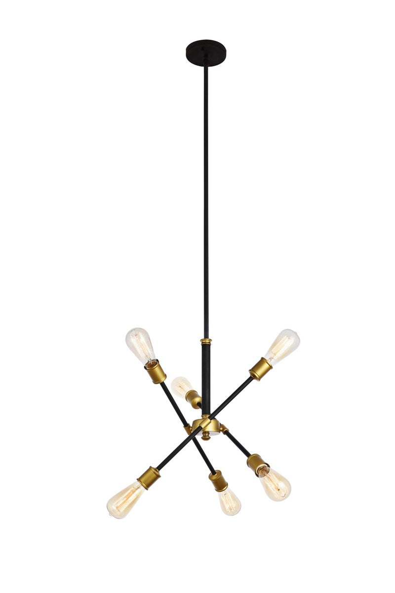 Elegant Lighting - LD8015D18BK - Six Light Pendant - Axel - black