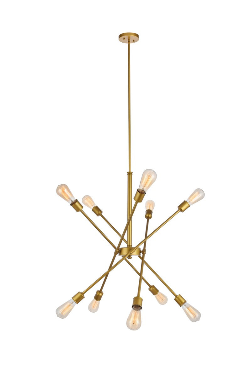 Elegant Lighting - LD8019D28BR - Ten Light Pendant - Axel - Brass