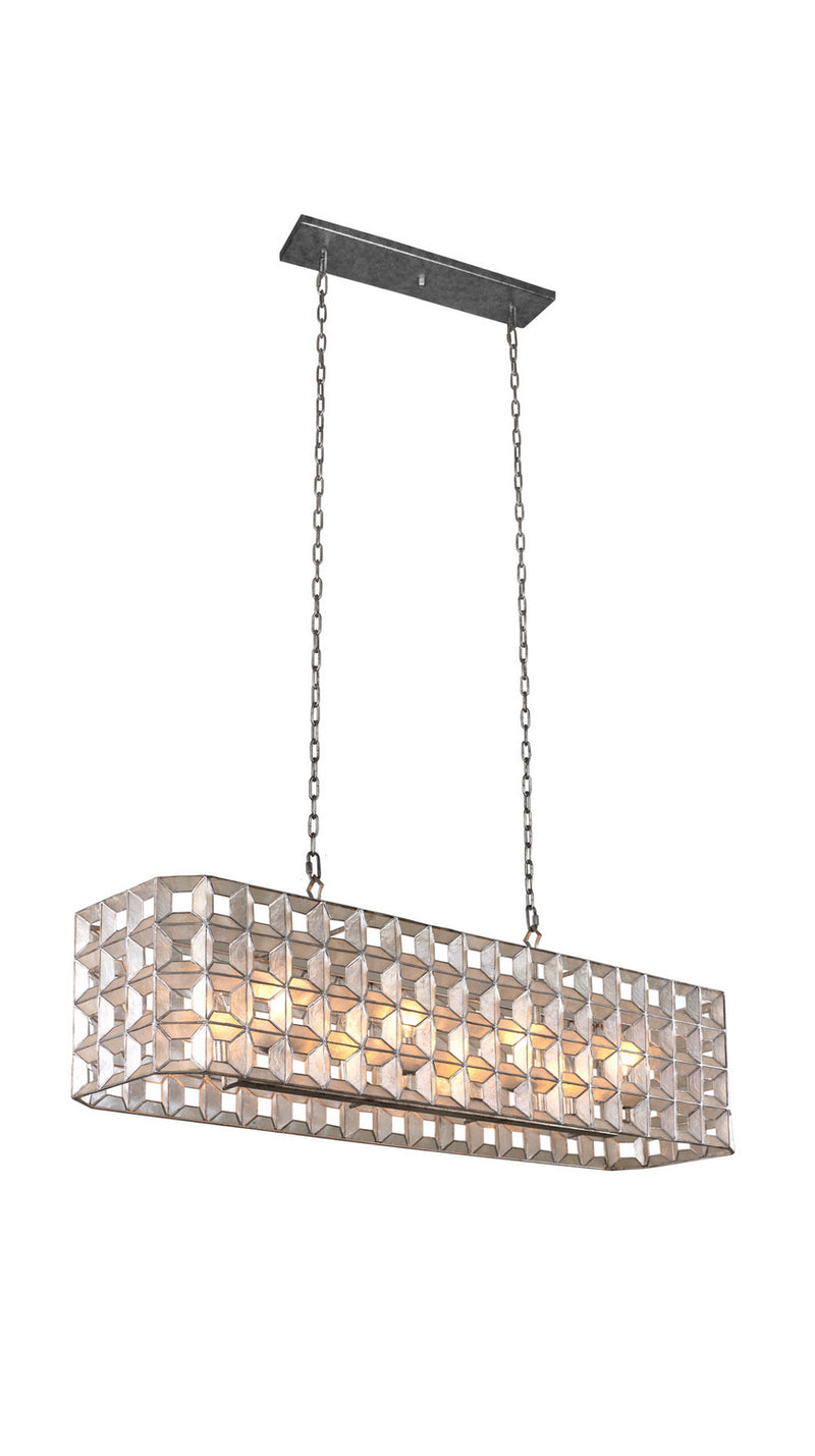 Kalco - 509160OSL - Eight Light Island Pendant - Prado - Oxidized Silver Leaf