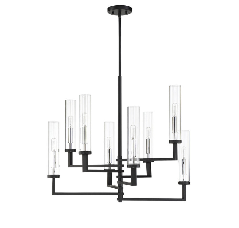 Eight Light Chandelier<br /><span style="color:#4AB0CE;">Entrega: 4-10 dias en USA</span><br /><span style="color:#4AB0CE;font-size:60%;">PREGUNTE POR ENTREGA EN PANAMA</span><br />Collection: Folsom<br />Finish: Matte Black with Polished Chrome Accents