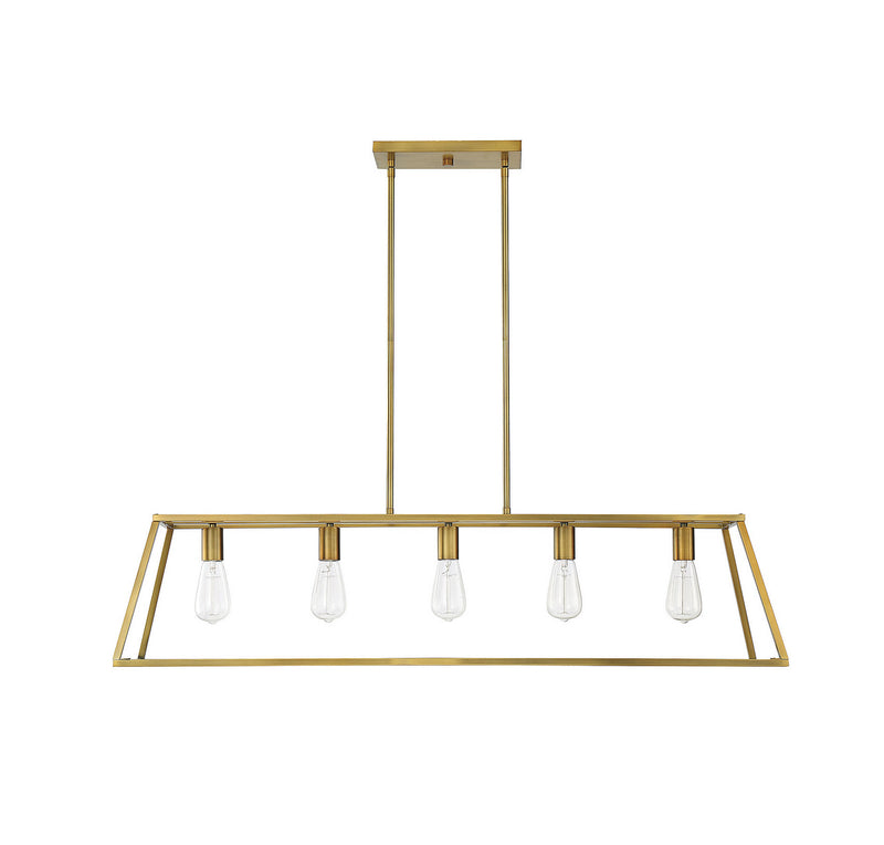 Five Light Linear Chandelier<br /><span style="color:#4AB0CE;">Entrega: 4-10 dias en USA</span><br /><span style="color:#4AB0CE;font-size:60%;">PREGUNTE POR ENTREGA EN PANAMA</span><br />Collection: Denton<br />Finish: Warm Brass