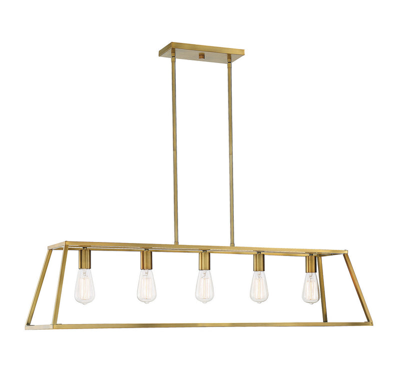 Five Light Linear Chandelier<br /><span style="color:#4AB0CE;">Entrega: 4-10 dias en USA</span><br /><span style="color:#4AB0CE;font-size:60%;">PREGUNTE POR ENTREGA EN PANAMA</span><br />Collection: Denton<br />Finish: Warm Brass