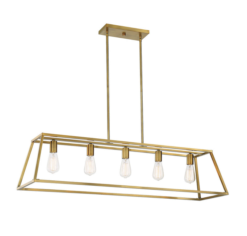 Five Light Linear Chandelier<br /><span style="color:#4AB0CE;">Entrega: 4-10 dias en USA</span><br /><span style="color:#4AB0CE;font-size:60%;">PREGUNTE POR ENTREGA EN PANAMA</span><br />Collection: Denton<br />Finish: Warm Brass