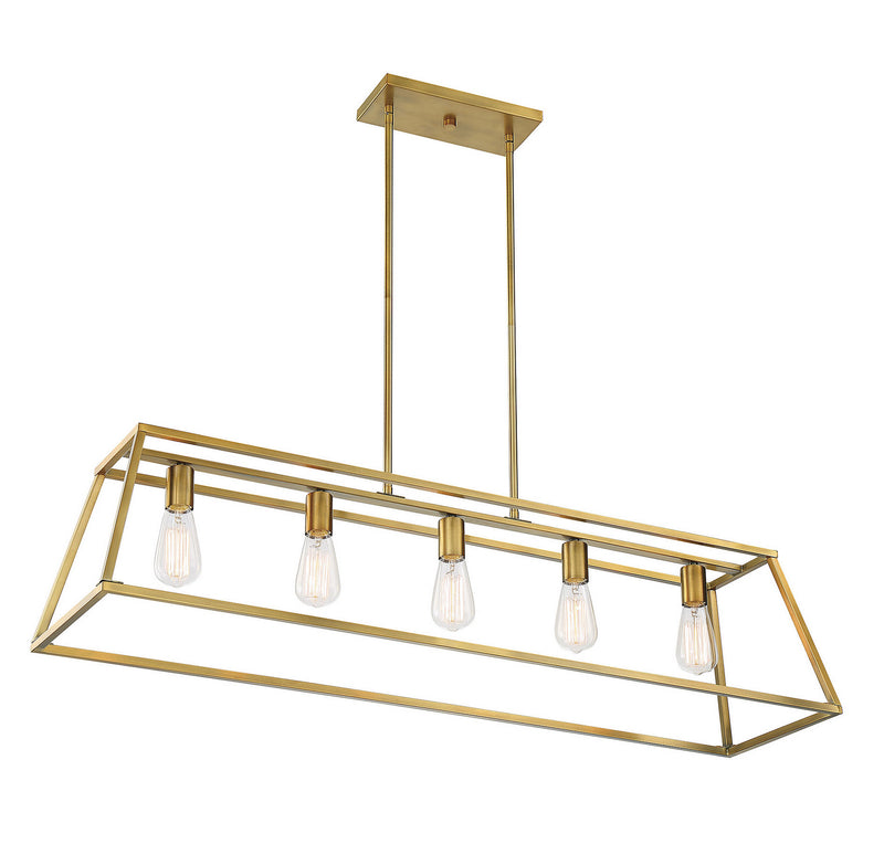 Five Light Linear Chandelier<br /><span style="color:#4AB0CE;">Entrega: 4-10 dias en USA</span><br /><span style="color:#4AB0CE;font-size:60%;">PREGUNTE POR ENTREGA EN PANAMA</span><br />Collection: Denton<br />Finish: Warm Brass