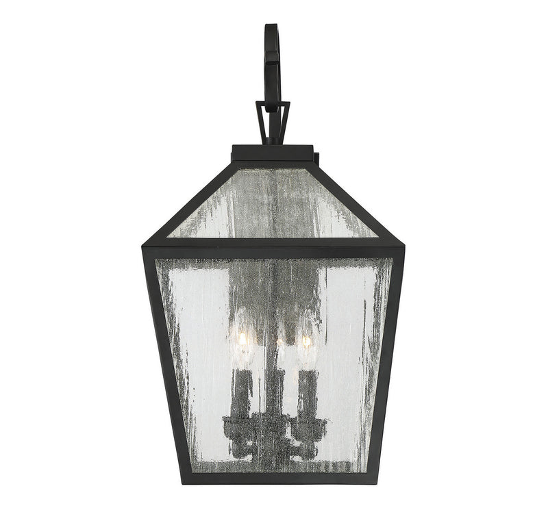 Three Light Wall Lantern<br /><span style="color:#4AB0CE;">Entrega: 4-10 dias en USA</span><br /><span style="color:#4AB0CE;font-size:60%;">PREGUNTE POR ENTREGA EN PANAMA</span><br />Collection: Woodstock<br />Finish: Black