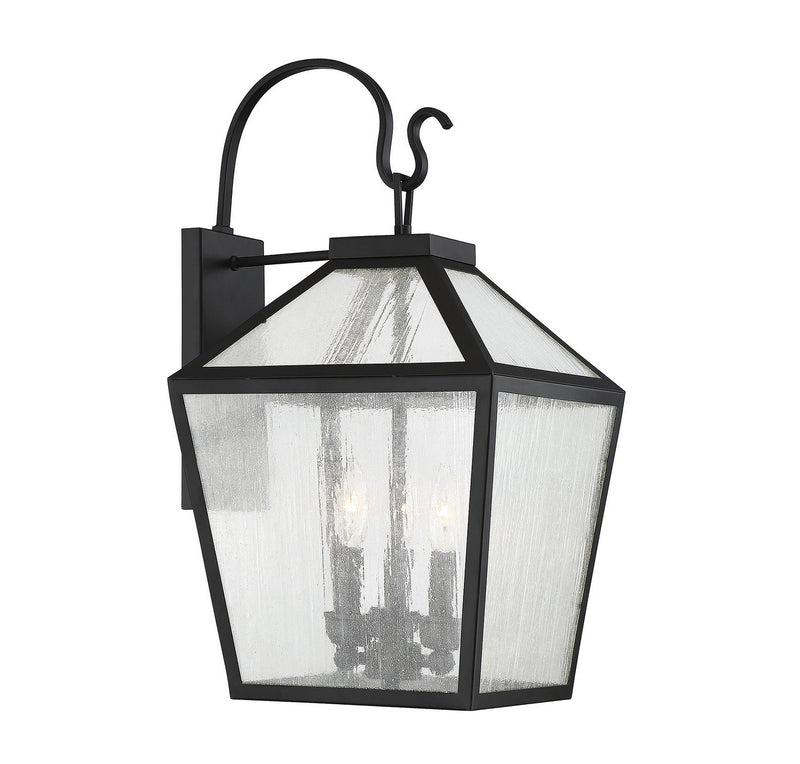 Three Light Wall Lantern<br /><span style="color:#4AB0CE;">Entrega: 4-10 dias en USA</span><br /><span style="color:#4AB0CE;font-size:60%;">PREGUNTE POR ENTREGA EN PANAMA</span><br />Collection: Woodstock<br />Finish: Black