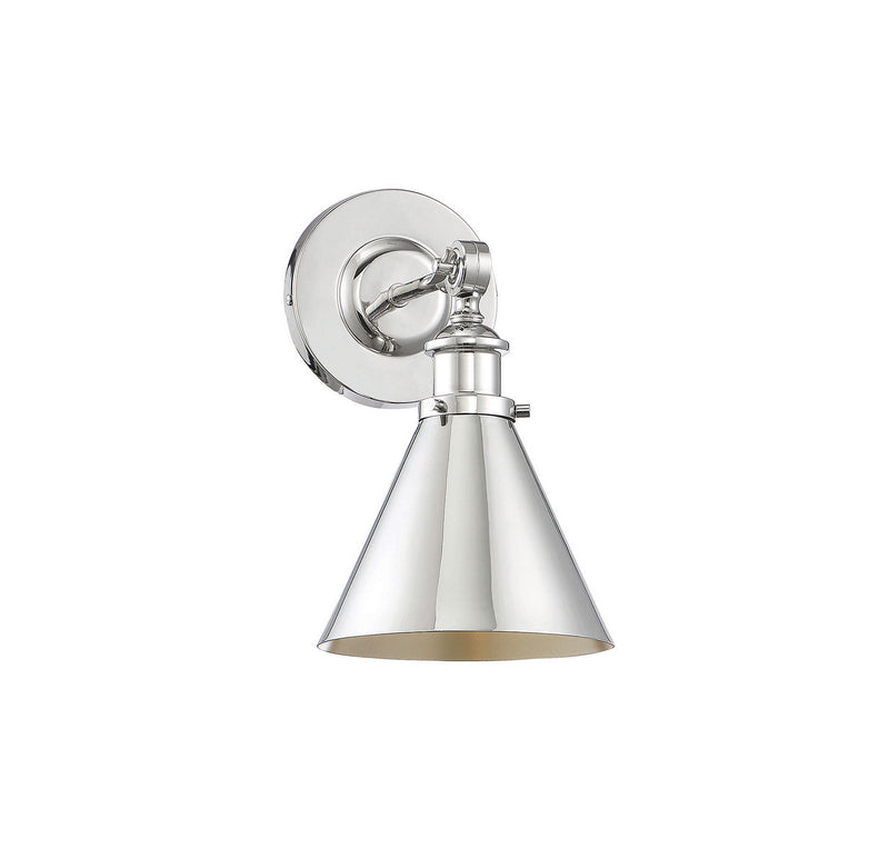 One Light Wall Sconce<br /><span style="color:#4AB0CE;">Entrega: 4-10 dias en USA</span><br /><span style="color:#4AB0CE;font-size:60%;">PREGUNTE POR ENTREGA EN PANAMA</span><br />Collection: Glenn<br />Finish: Polished Nickel