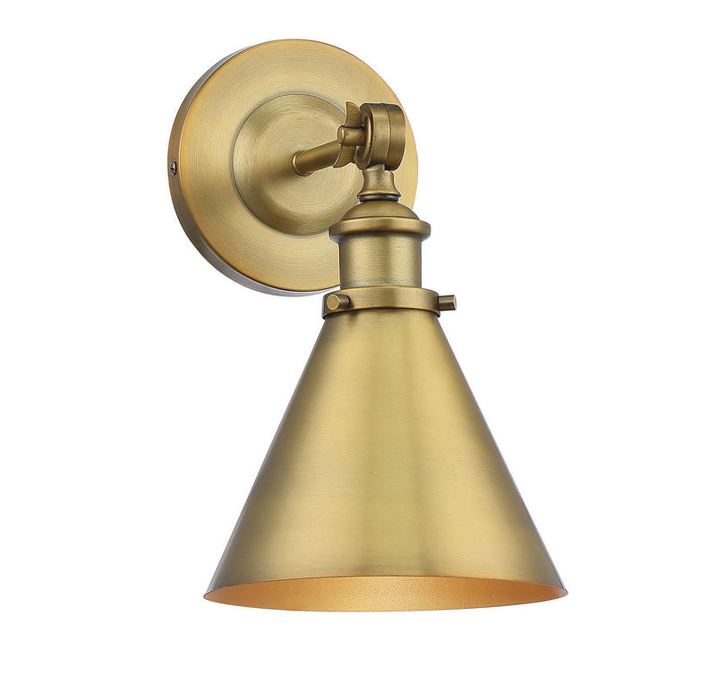 One Light Wall Sconce<br /><span style="color:#4AB0CE;">Entrega: 4-10 dias en USA</span><br /><span style="color:#4AB0CE;font-size:60%;">PREGUNTE POR ENTREGA EN PANAMA</span><br />Collection: Glenn<br />Finish: Warm Brass