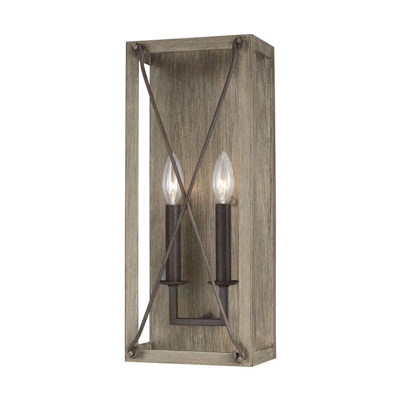 Two Light Wall / Bath Sconce<br /><span style="color:#4AB0CE;">Entrega: 4-10 dias en USA</span><br /><span style="color:#4AB0CE;font-size:60%;">PREGUNTE POR ENTREGA EN PANAMA</span><br />Collection: Thornwood<br />Finish: Washed Pine